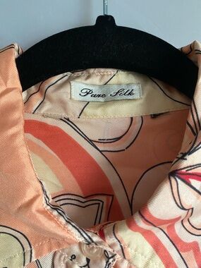 Vintage Pure Silk Whimsical Button Down Altered
